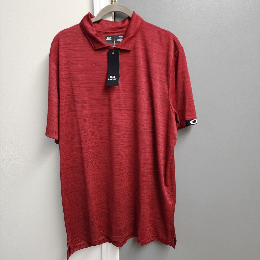Oakley Gravity Pro Polo Shirt Men's XL Golf Iron Red Heather Hydroux NWT